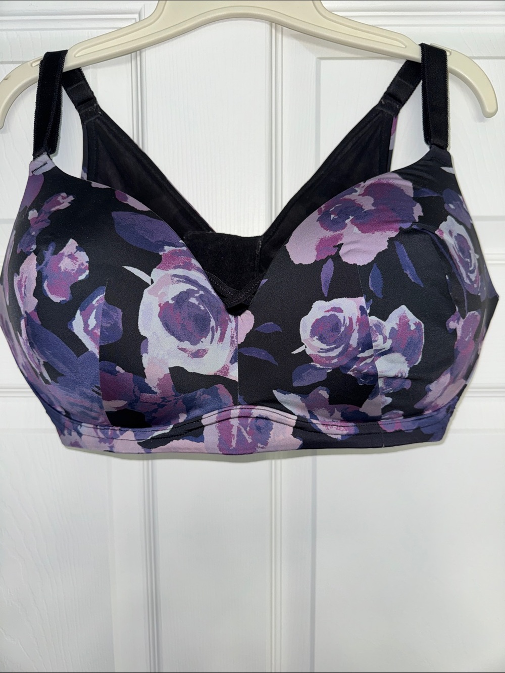 torrid Purple Floral Wireless Bra on Black Base